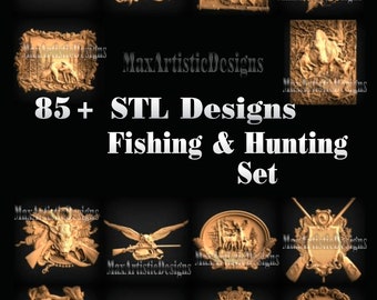 85+ 3d stl models fishing and hunting collection for cnc router engraving carving - digital download