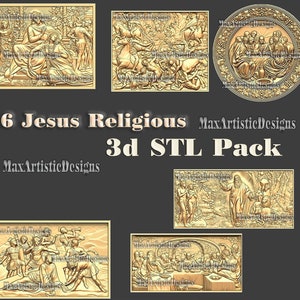 6 Jesus Religious 3d STL Model for CNC Router machines woodworking - Digital Download