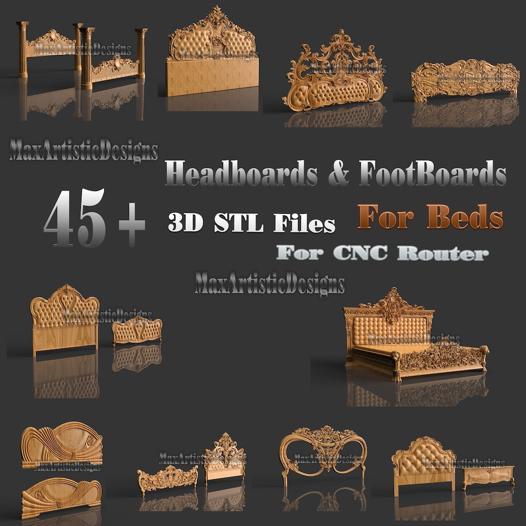 45 Bed Headboards & Footboards 3d Stl Files for Cnc Routers Engraving