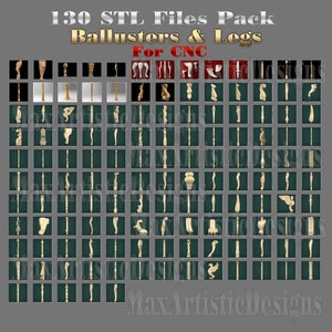 130+ 3d stl models balusters legs files for furniture  - Cnc Router 3d printer Machines - Download