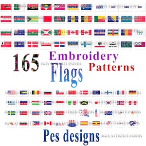 160+ flags many of famous countries/artistic flags embroidery patterns Pes Dst files for download