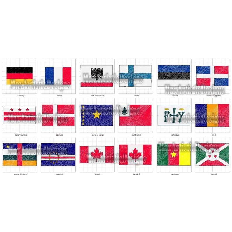 165+ Country Flags Embroidery Patterns - PES DST Files - Download ...