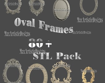 stl 3d models 80+ pieces oval frames set for cnc router aspire artcam engraver carving -Download