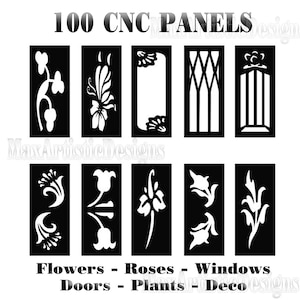 100 Cnc Vektor dxf-cdr Panels Blumen Bäume Türen Rahmen für Laser-Fräser geschnitten getestet im cnc-Download
