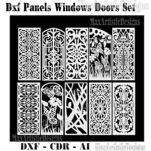 10 cnc vector dxf-cdr decor doors panels for plasma laser router cut -ai art file -tested -Download