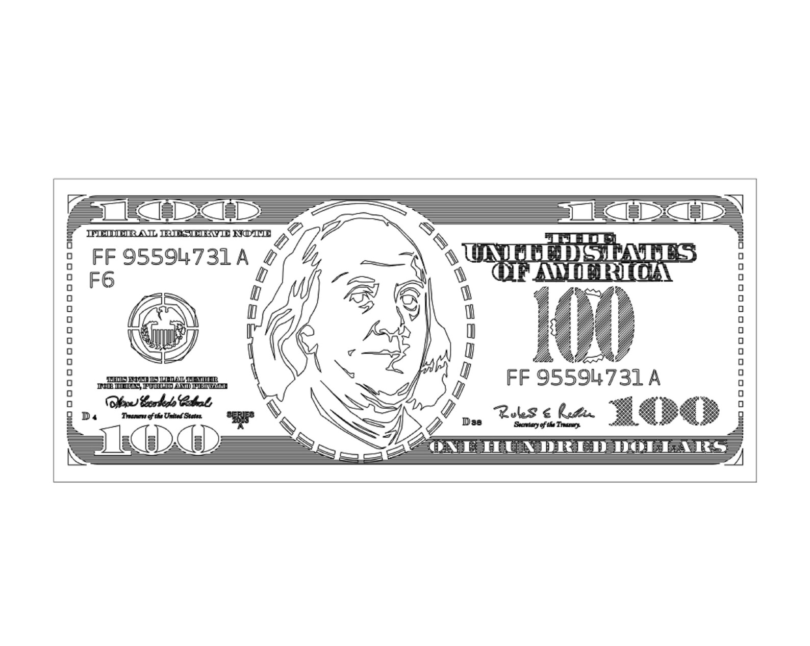 100 Dollars Stencil Dxf Cdr Eps File Cnc Plasma and Laser - Etsy