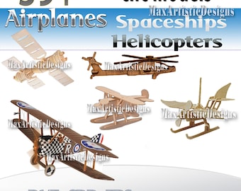 40+ laser cut airplanes helicopters pack vector dxf cdr cnc 3d files pantograph cnc router -Download