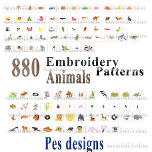 880種類以上の動物刺繍デザインパターン - PES形式のデジタルダウンロード