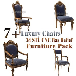 7+ 3d stl Chairs full furniture designs for 3d printer machines Cnc Routers - Download