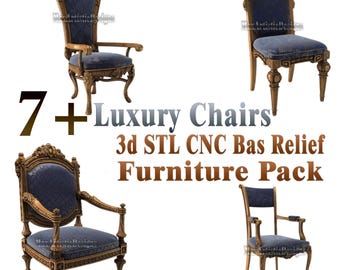 7+ 3d stl Chairs full furniture designs for 3d printer machines Cnc Routers - Download