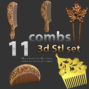 10+ hair comb models 3d stl files artistic set for 3d printers - Download