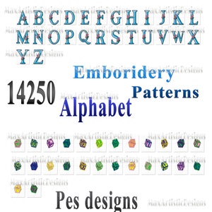 14250+ alphabet font embroidery design patterns - in pes file format digital download