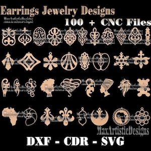 100 + vector earrings jewelry designs for cnc laser cut in svg png eps dxf file formats -Download
