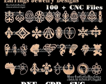 100 + vector earrings jewelry designs for cnc laser cut in svg dxf eps file formats - Download
