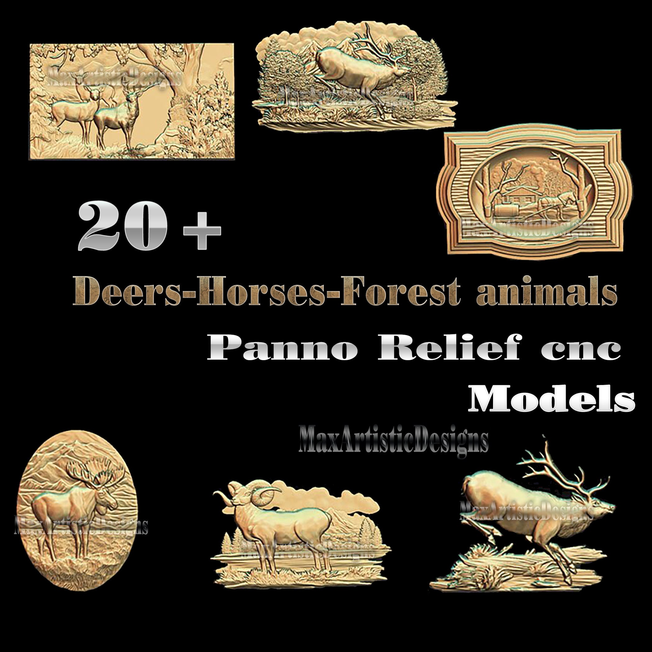 5+ 3d stl tiger bas relief models for CNC Routers, 3D Printer