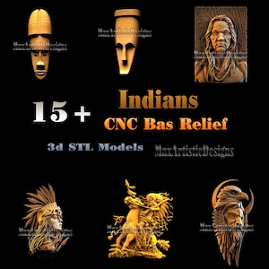 15+ american Indians/masks 3d models set stl files for CNC engraver, 3d cnc machines - Download