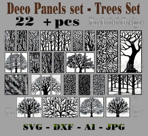 DXF-CDR of PLASMA LASER AND ROUTER TREE PANEL ART 