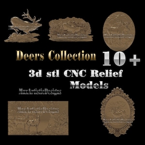 10+ Deer 3d stl panels bass relief models for cnc router woodworking carving - Download