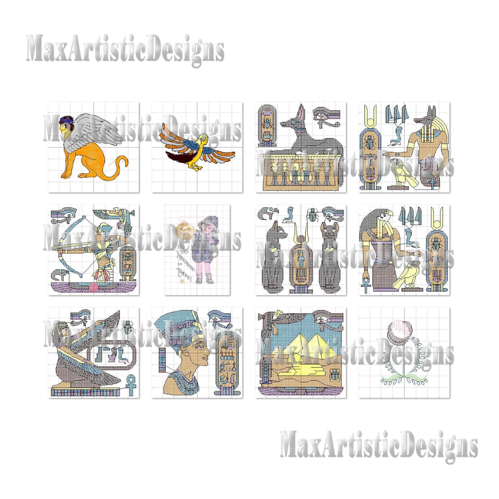 Pyramids Embroidery 110+ Egypt Empire Embroidery Designs - Ancient Motifs PES DST JEF Hus ...