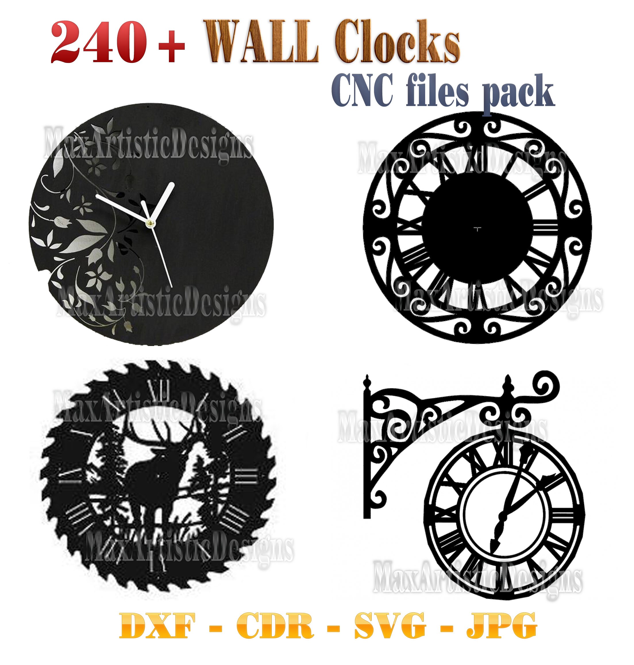 250 + Wall Disco Watches Dxf Svg Laser Cut Vectors for Plasma Router ...