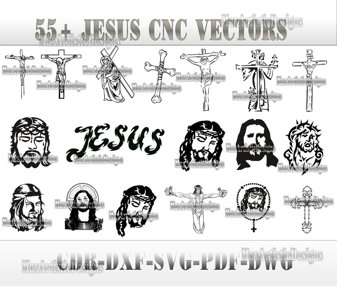 55 Jesus Christ and Cross Cnc Vector Religious Frames Dxf Cdr Svg