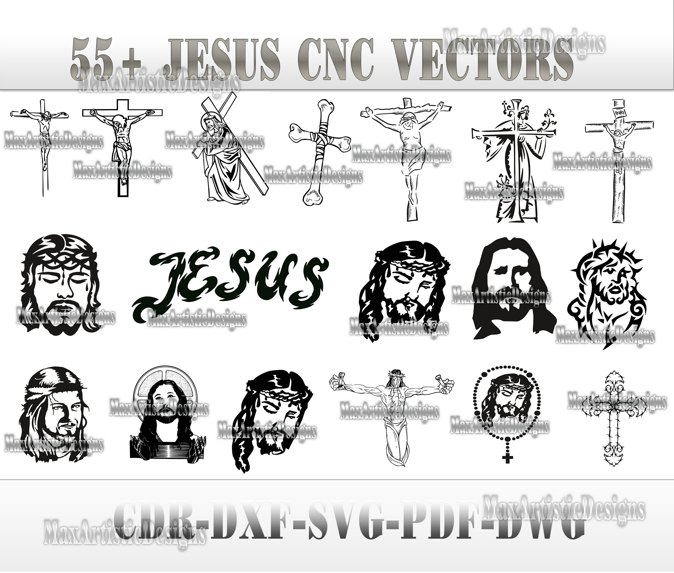 55+ Jesus Christ and Cross Cnc Vector Religious Frames Dxf Cdr Svg ...