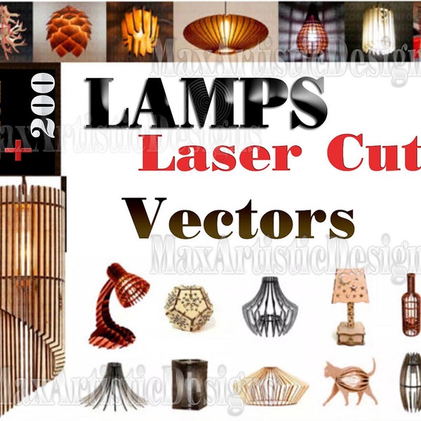 Pack de 210 lampes découpées au laser, fichiers 3D dxf cdr cnc, routeur cnc pantographe - Télécharger