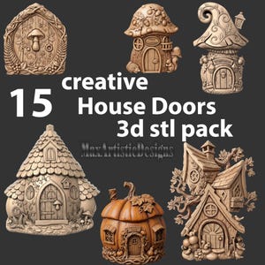 Conjunto de 15 archivos STL 3D de puertas de casas creativas para fresadora CNC - Descargar