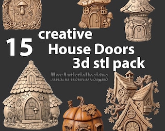 15 Creative House Doors 3D STL files Set for CNC Router - Download