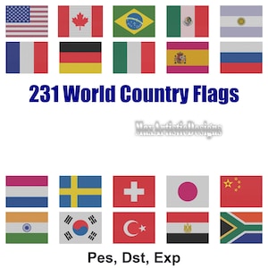 Op de afbeelding: Een afbeelding met 231 wereldvlaggen. De vlaggen zijn gerangschikt in rijen en kolommen, met de tekst "231 World Country Flags" in blauw. Vlaggen van verschillende landen, waaronder Nederland, zijn zichtbaar.