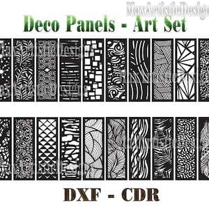 19 + dxf-cdr ベクトル パネル「幾何学的抽象」と植物アート カット ファイル、プラズマ レーザーおよびルーター カット用の CNC テスト済み - ダウンロード