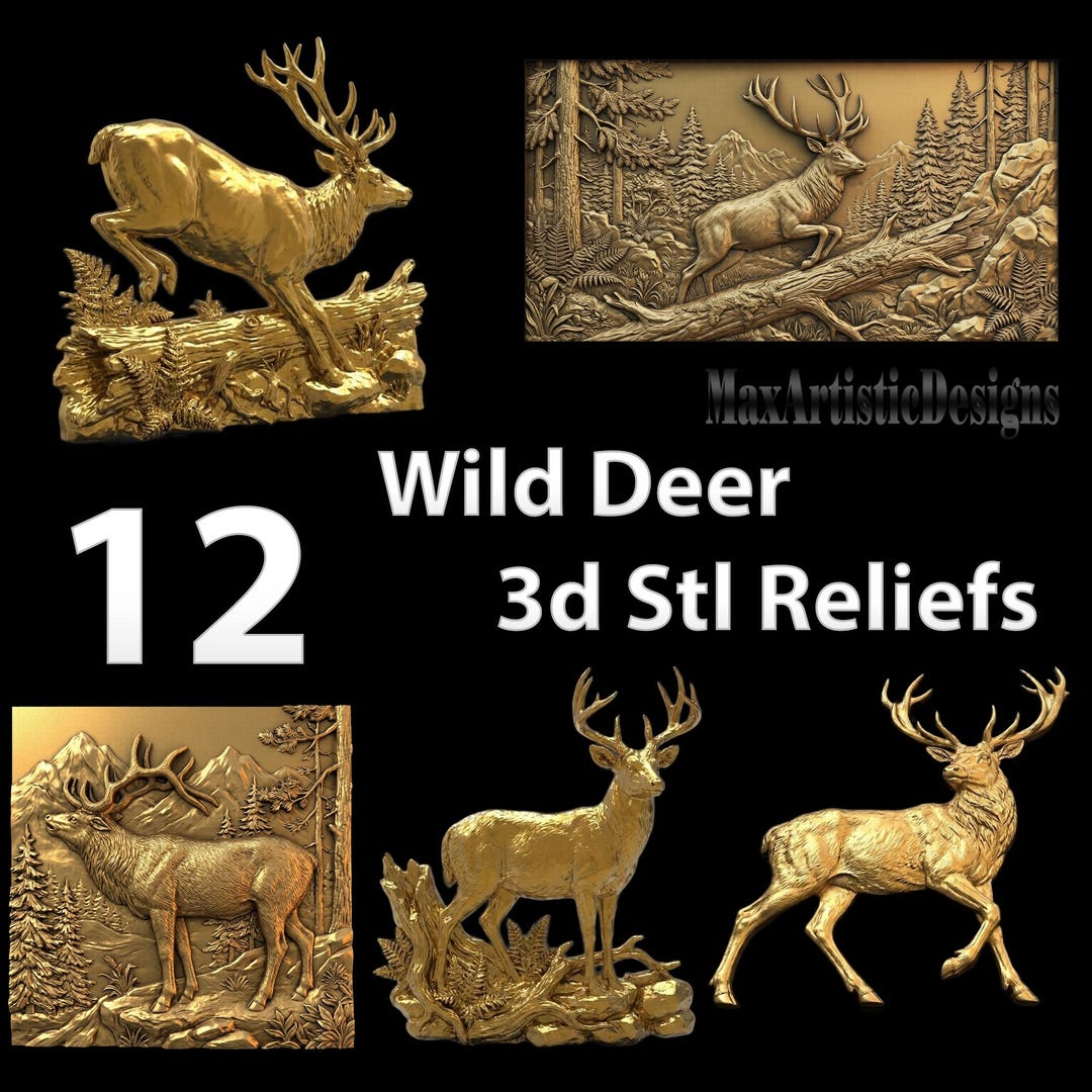 11+ Wild Deer 3d Stl Relief Models for Cnc Router Woodworking Carving ...