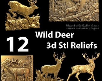 11+ Wild Deer 3d stl relief models for cnc router woodworking carving - Download