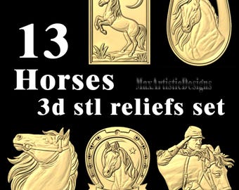 12+ Pferde 3d stl Sammlung cnc Bas-Reliefmodelle für Gravur-Schnitzerei - Download