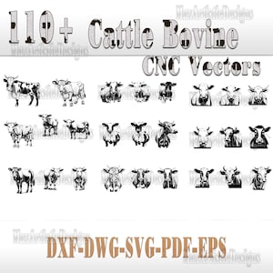 110+ Cattle Bovine cowscnc vectors farm animals pack svg dxf eps cows-Figures - Digital Download