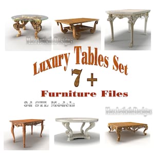 7+ Tische Set Möbelmodelle 3d stl Designs für 3D Drucker und Cnc Fräser - Download