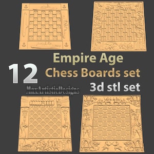 12 Empire Age Chessboard STL Files 3D Reliefs for CNC & Printing - Download