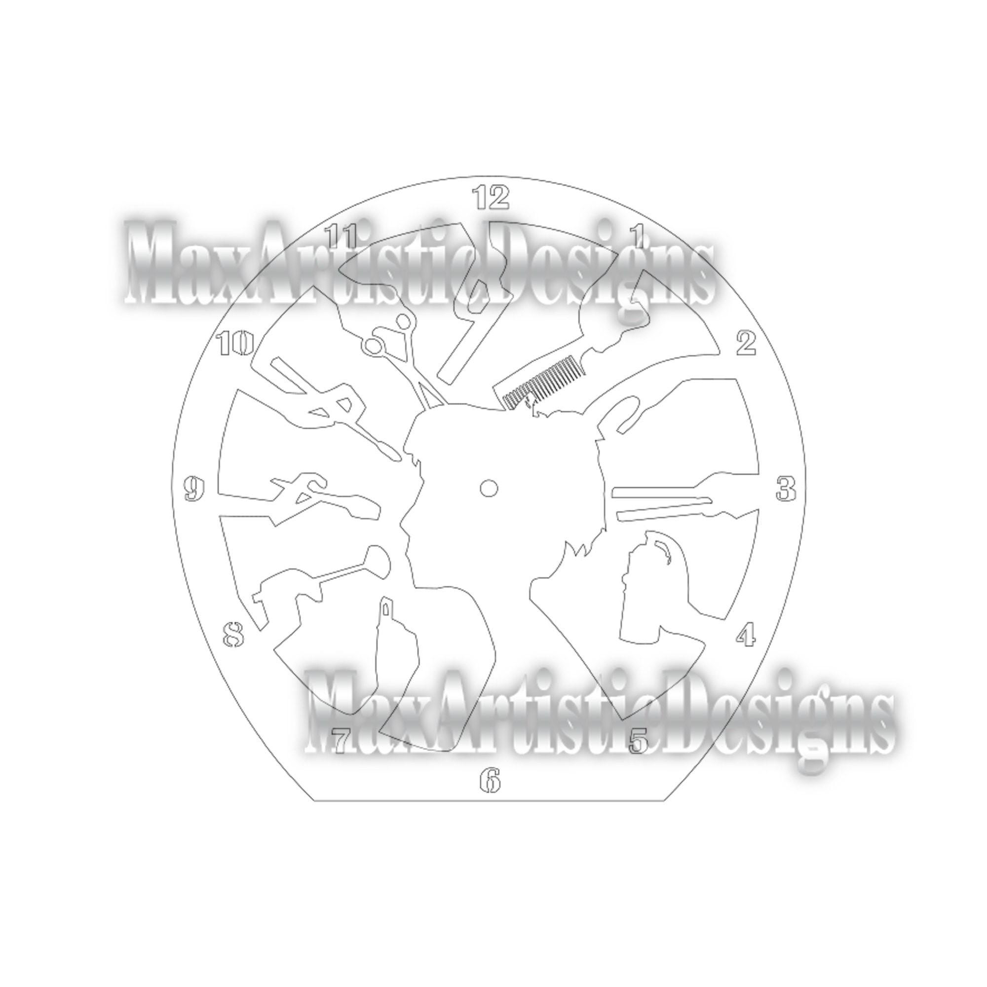 3 Cnc Barber Clocks Hair Dressing Dxf Eps Files for Plasma Laser Cut ...