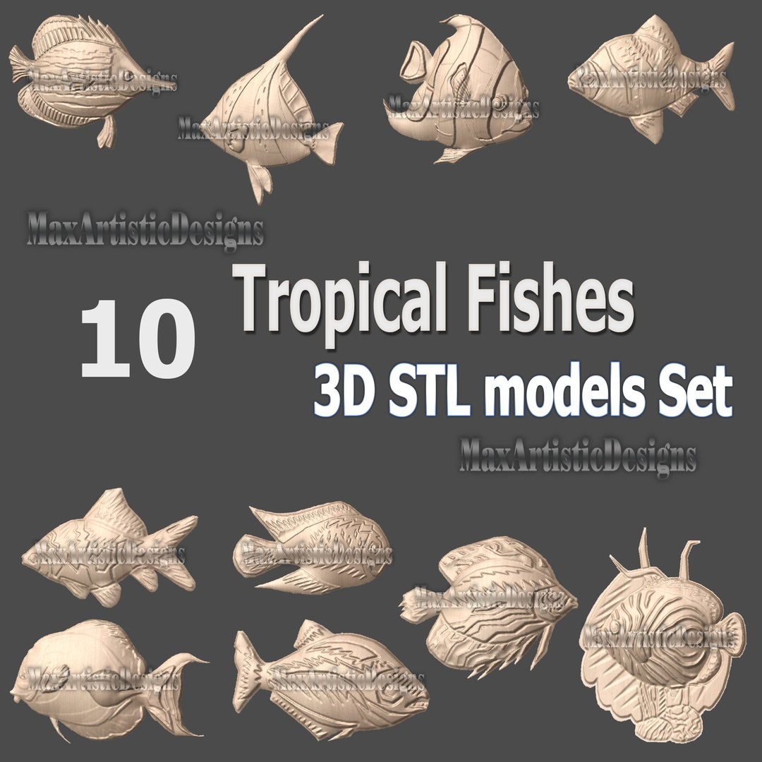 10 Tropical Fish 3D STL Files for CNC Router & 3D Printer - Download - Etsy