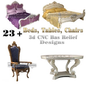 23+ furniture bed/chair/table set unique cnc/3d stl designs luxury creations - Download