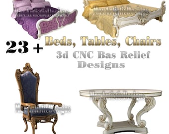 23+ furniture bed/chair/table set unique cnc/3d stl designs luxury creations - Download