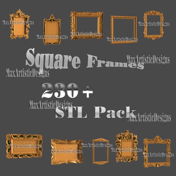 stl 3d Modelle 235+ Stück quadratische Rahmen Set für cnc Fräser Aspire Artcam Graveur Carving -Download