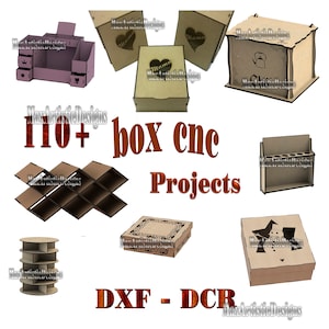 110 + cnc vectors box pack dxf cdr project wood plan for laser cut cnc router  -Download