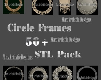 stl 3d models 50+ pcs Circle Frames set for Cnc Router Engraver Carving - Download