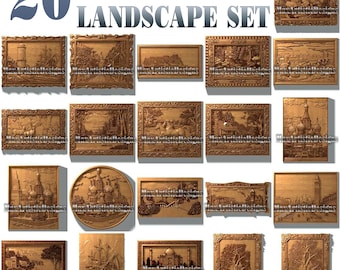 3d stl 20 + pieces landscape engraving art models set for cnc router artcam aspire -Download