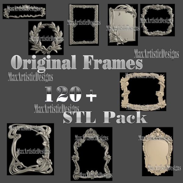Más de 120 marcos originales en formato 3D STL para fresadora CNC, grabadora y ArtCAM - Descargar