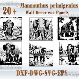20+ Prehistoric beasts mammuthus cnc panels vector files dxf dwg svg - Digital Download
