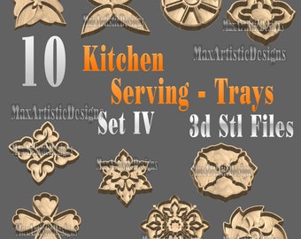 9+ Serviertablett 3D STL Dateien - Floral CNC Fräser Designs Set IV - Download