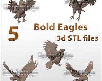 5 Vaterländischen Adler 3D STL Modelle: Kühne Adlerposen - Download