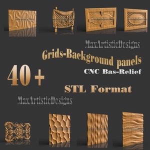 42 Grids-background panels in stl format for Cnc router Engraving - Digital Download